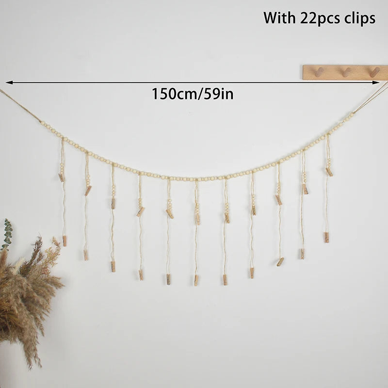 Wall Hanging Picture Decor Boho Home Decoration Wooden Beads Macrame Tapestry