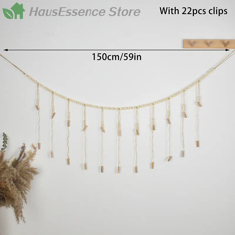 Wall Hanging Picture Decor Boho Home Decoration Wooden Beads Macrame Tapestry